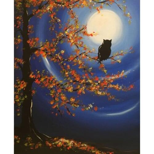 Art Square&Round Creative Diamond Embroidery Moon Tree Owl 5D Diy Diamond Painting Cross Stitch Decor Diamond Mosaic Home Gift