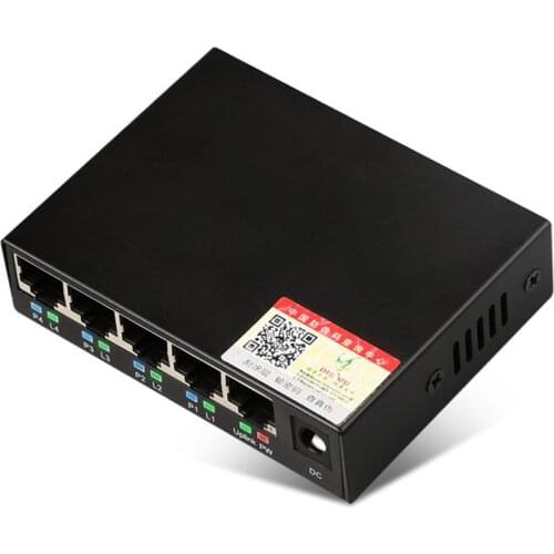 DIEWU 5 Ports POE 10/100 Mbps Intelligent Switch RJ45 Networking Switch Wireless AP Power Supply DC 48V for Monitoring Camera