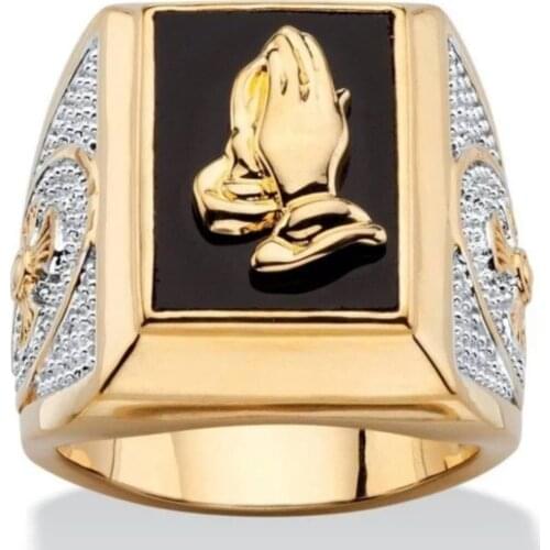 2021 Classic God Bless Peace Ring Mens and Womens Statement Gold Color Jewelry Anniversary Party Gift Amulet Ring