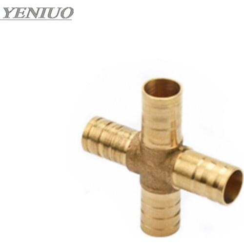 Cross Shaped Brass Pipe Fitting 4 Way 4mm-12mm Hose Barb Connector Joint Copper Barbed Coupler Adapter Coupling Pneumatic