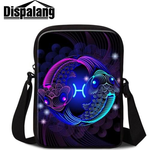 Dispalang constellations print mini messenger bags for boys pisces crossbody shoulder bag male business travel satchel bag