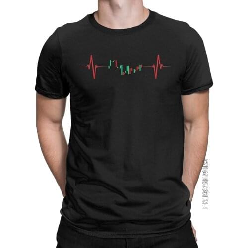 Men T-Shirts Trader Heartbeat Novelty Pure Cotton Tees Classic Bitcoin Cryptocurrency T Shirts Crew Neck Clothes Unique