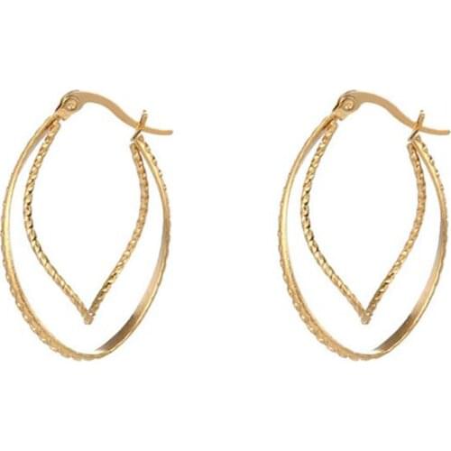 Stainless Steel Gold Oval Leaf Women Hoop Earrings Big Africa Gold Foliage Shaped Earrings Women Jewelry Gift For Him