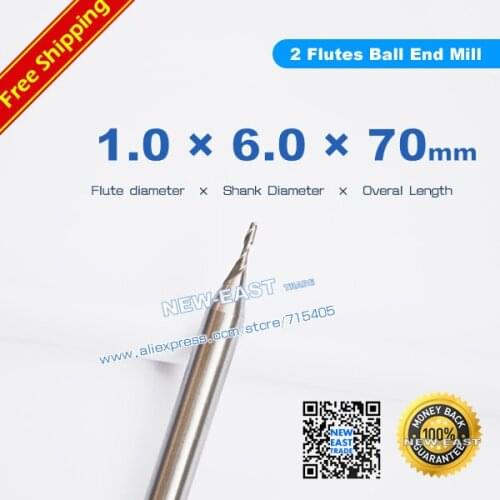 New 6mm Shank Ball Cutter Nosed 1.00mm (R0.5) EndMill