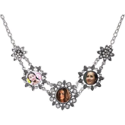 Necklaces pendants for sublimation flower fashion necklaces pendant women button jewelry hot transfer diy consumable wholesales