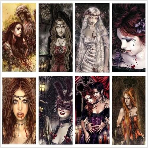 Full Square round Drill 5D Victoria Frances Vampires Diy Diamond Painting Wall Art Embroidery Cross Stitch Home Decor Halloween