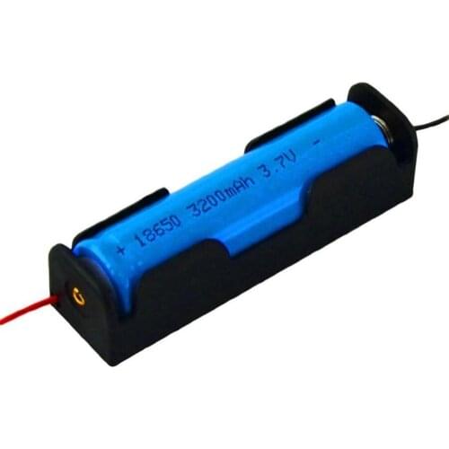 Portable Size Plastic Battery Storage Case Box Holder for 1 x 18650 Battery Black with 6 Inch Wire Leads Black Accessory