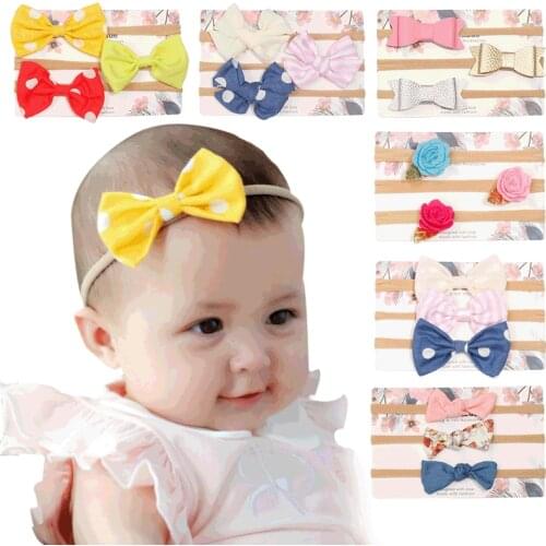 3pcs/lot Cute Bow Baby Headband for Girl Nylon Head Bands Turban Newborn Headbands Hairbands Headwear Kids Baby Hair Accessories