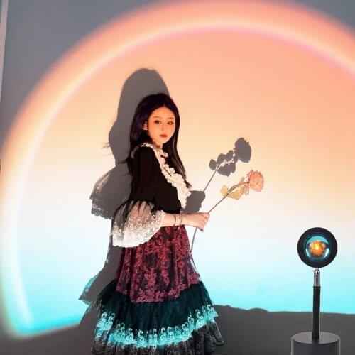 Sunset Projection Night Lights Live Broadcast Background Like Galaxy Projector Atmosphere Rainbow Lamp Decoration For Bedroom