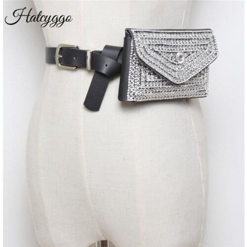 HATCYGGO Luxury Waist Pack For Women Designer Diamonds Waist Bag Ladys Belt Bag Female Fanny Pack Phone Bags Purse Fit Iphone 8