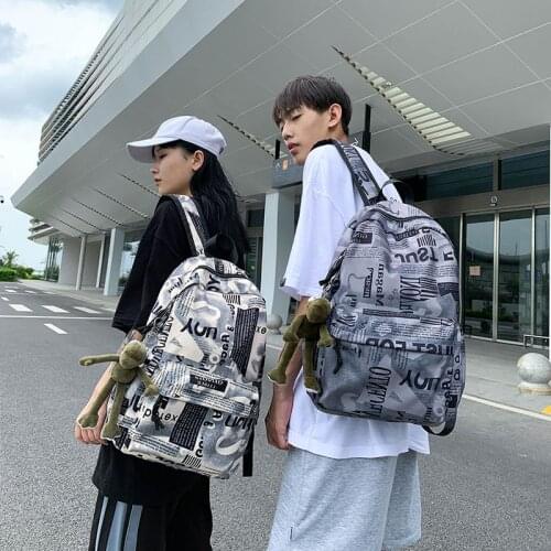 Hip Hop Fashion With Male And Female Couples Work Study Backpack Fashion Printing And Dyeing Soft Nylon Schoolbag Frog Doll
