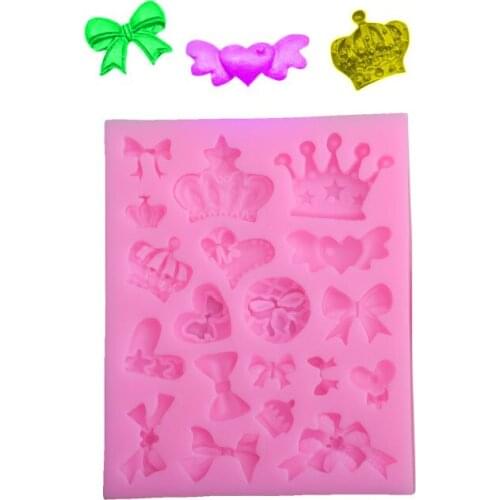 1PC Silicone DIY Beautiful Princess Bow Crown Fondant Silicone Mold Liquid Silicone Mold Soft Ceramic Handmade SoapA082