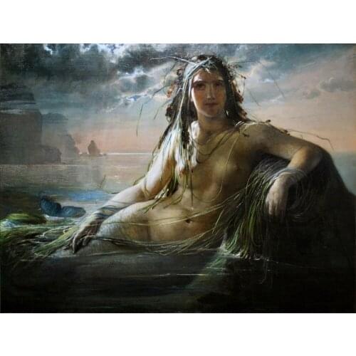 Modern Wall Art Oil Painting Handpainted on Canvas for Home Decoration Mermaid Painting High Quality No Framed