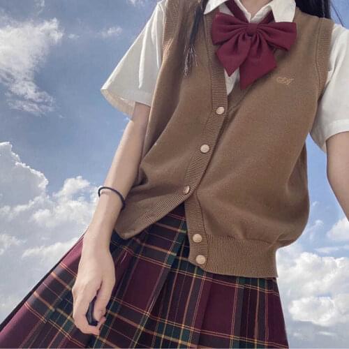 Japan Harajuku JK Sweater Vest Solid Cute V-neck Knitted Sleeve Sweater Sweet School Style Sweet Girl Cosplay Cardigan Women Top