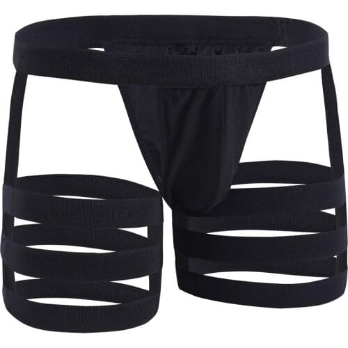 Men Lingerie Bikini Briefs Underwear Sissy Panties with Bulge Pouch Jockstrap Gay Underwear Underpants with Garters Sexy Panties