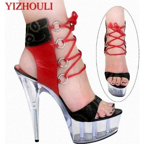 Modern Times 15CM Super-High Heels The Leopard The Nightclubs Princess Crystal Shoes High-Heeled Sandals