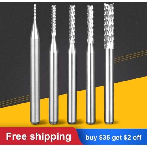 UCHEER 3.175/4/6mm Carbide Tungsten PCB Corn Teeth Cutter End Mill Milling Bits CNC Router Bits For Engraving Machine
