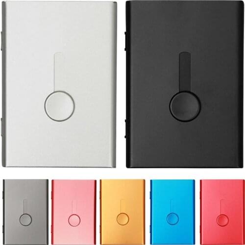 Ultra Thin Sliding Stainless Steel IDCard Holders Men Business Card Cases Women Elegant Metal Hand-push Credit Bank Card Box