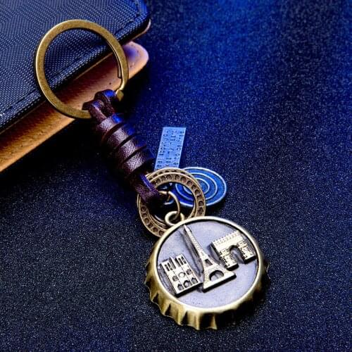 Vintage New Wine cover Key Rings Fashion Cool Braided Cowhide Keychain Pendant Gift For Friends 1PCS 2018