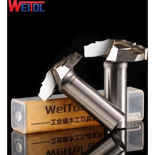 Weitol 1 pcs 1/2 inch Woodworking Cutter Double Edging Router Bits Muzao slotting pattern carbide Sloping engraving Bit
