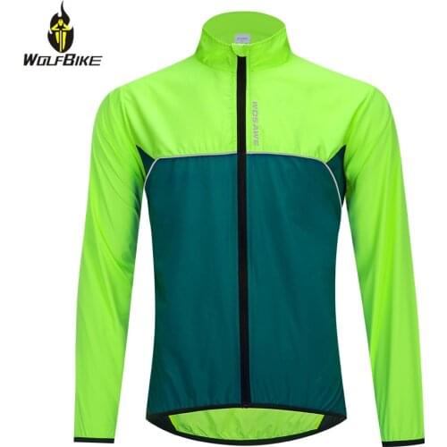 WOLFBIKE Thin Waterproof Cycling Jacket Reflective Windproof Sports Wind Coat MTB Bike Bicycle Long Jersey Windbreaker