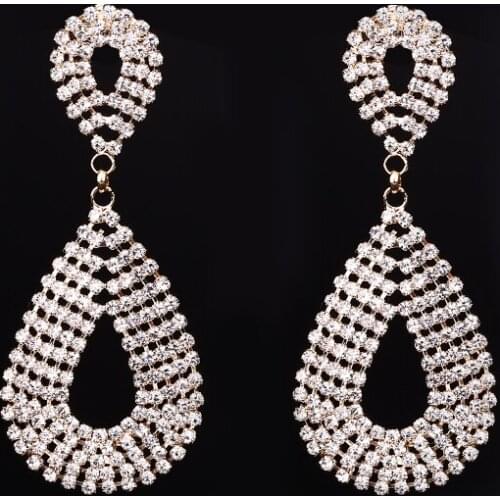 YFJEWE Design High Quality Water Drop Sparkling Full Rhinestone Earrings For Women #E120