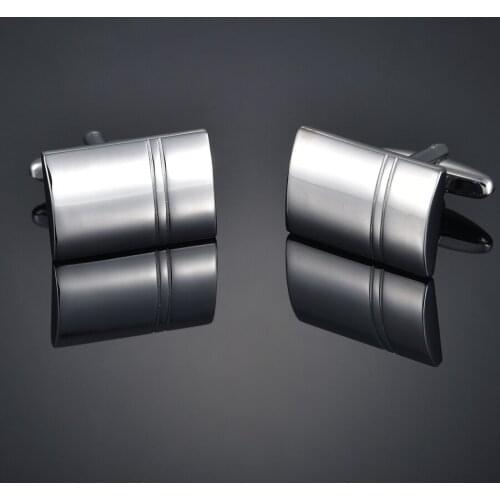 High Quality 2021 Silvery Color Polished Lines Simple Style Cufflinks for Mens Luxury French Suit Cuff Links Accessories Jewelry