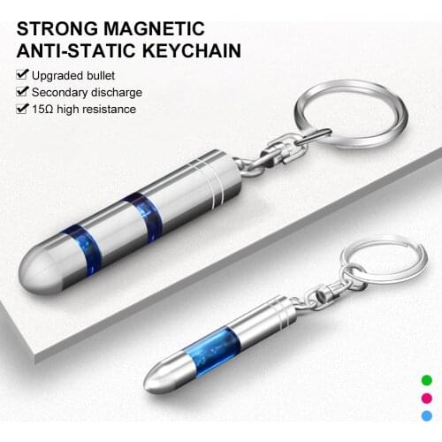 1Pcs Anti-Static Keychain Car Vehicle Antistatic Bar Secondary Discharge Eliminator Discharger Winter Supplies with LED Light