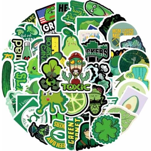 10/30/50PCS Green Small Fresh Cartoon Cute Sticker Graffiti Skateboard DIY Hand Account Decoration Sticker Toy Wholesale