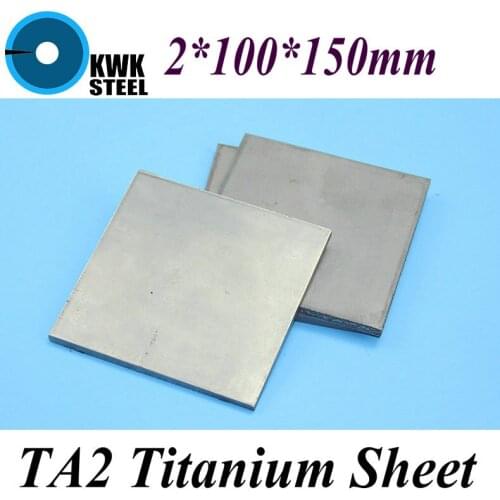 2*100*150mm Titanium Sheet UNS Gr1 TA2 Pure Titanium Ti Plate Industry or DIY Material Free Shipping