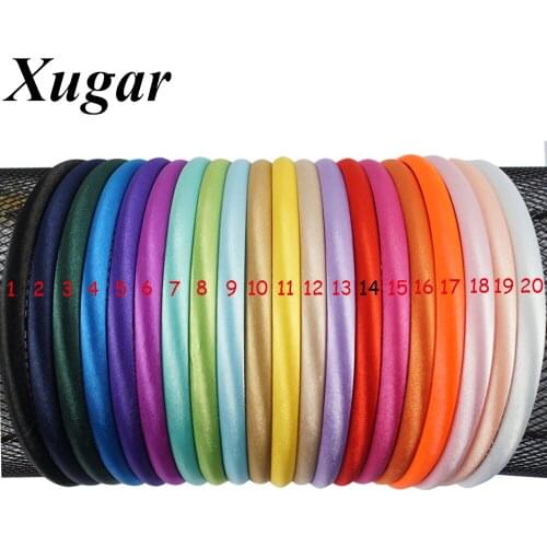 20Pcs/lot 10mm Satin Headband Girls Fabric Covered Resin Hairbands Plastic Headbands Girls Elastic Bands Hair Accessories