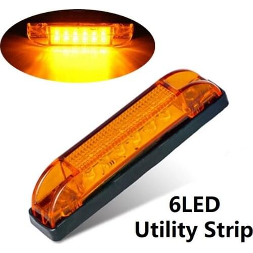 4Inch Amber LED Light 12V Sealed Utility Strip Bar Lights 6LED RV Marine Boat
