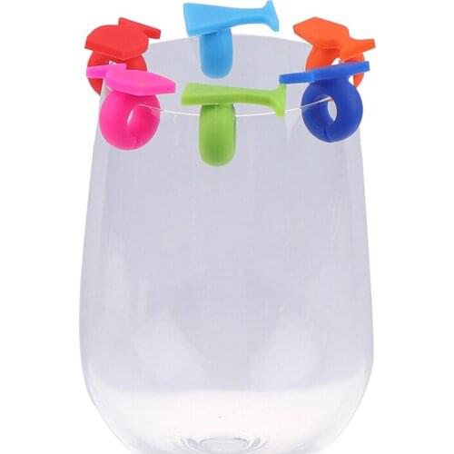 8pcs Silicone Wine Glass Shape Wine Glass Marker Drinking Cup Identifier