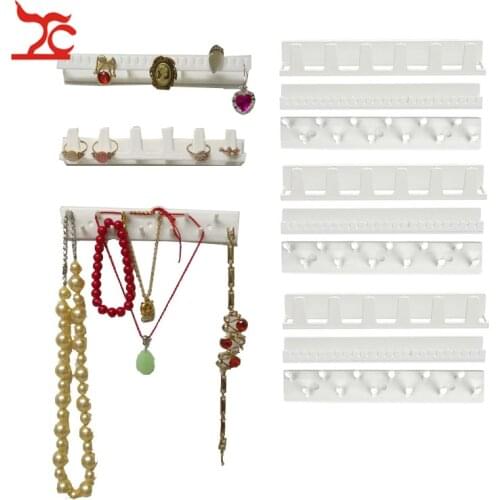 9Pcs/Lot White Plastic Jewelry Rack Earring Necklace Bracelet Organizer Wall Holder Sticky Hooks Sundries Wall Hanger