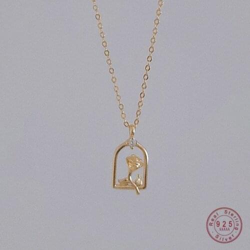925 Sterling Silver French Creative Basket Rose Flower Pendant Necklace Women Light Luxury Temperament Wedding Jewelry Gift