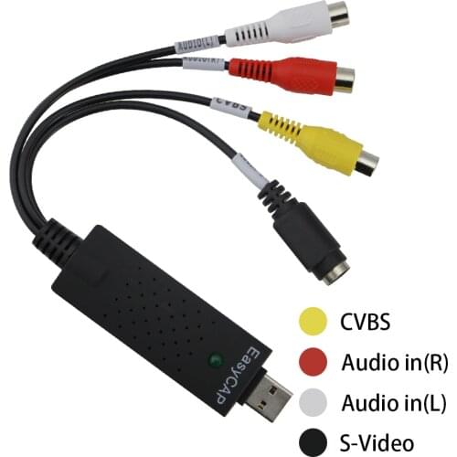 Easycap USB 2.0 Video Capture TV DVD VHS Video DVR Capture Adapter Converter PC PS3 XBOX Win7/8/Vista for Computer/CCTV Camera