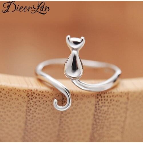 Bohemian Vintage Silver Color Cat Rings for Women Wedding Jewelry Adjustable Rings Anillos 2021