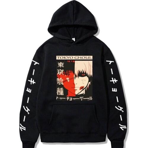 Anime Black Hoodies Long Sleeve Sweatshirt Tokyo Ghoul Kaneki Ken Men Women Hoodies