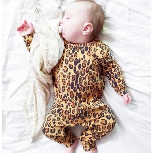 Spring Autumn Baby Romper Pajamas Long-Sleeved Pullover Leopard Jumpsuit For Baby Boys Girls Birth Clothes Baby Sleepwear