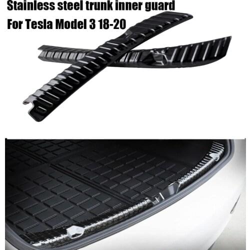For Tesla Model 3 18-20 Car Stainless steel trunk inner guard Black 2Pcs