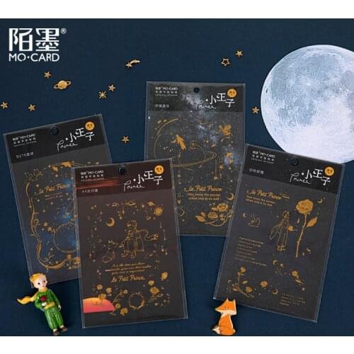 Double-layer Flat Stickers Decorative Stickers Little Prince Series PET Bronzing and Paper 2 Sheets Into 4 Models