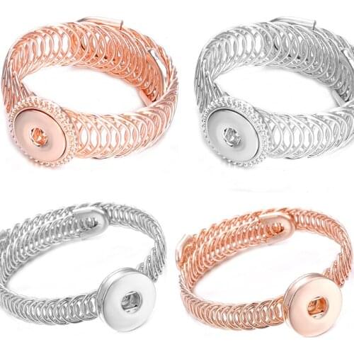 Elasticity metal 18mm Rose gold snap button bracelet For everyone XH2071