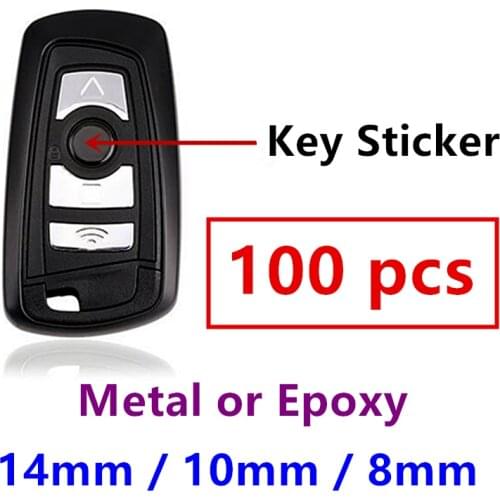 100pcs 14mm 10mm 8mm Epoxy Metal Sticker Car Styling Key Shell Logo Symbol For Opel Infiniti Key Remote Fob Badge Emblem