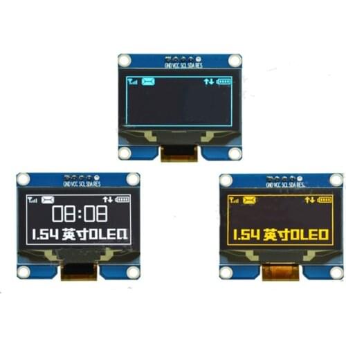 IPS 1.54 inch 5PIN White/Blue/Yellow PM OLED Screen with Adapter Board SSD1309 SPD0301 Drive IC 128*64 I2C Interface