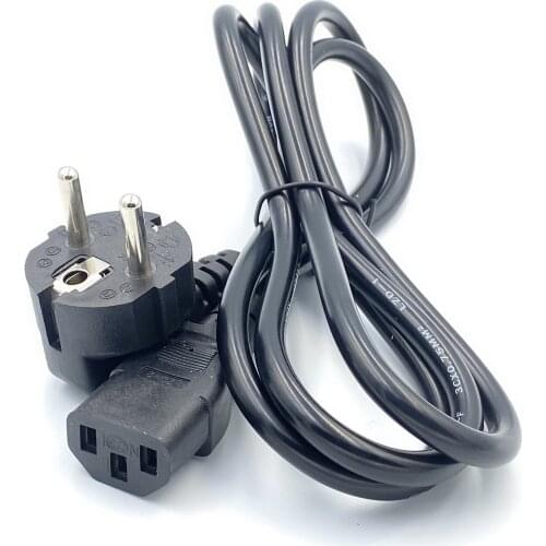 EU Power Cable 1.5m 5ft Euro Type F Schuko Plug IEC C13 Power Supply Cable For PC Computer Monitor Printer TV