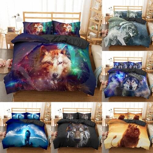 2021 3D Wolf Bedding Sets Twin Full Queen King Bed Linen Set Animal Lion Comforter Bedding Sets Quilt / Duvet Cover Set