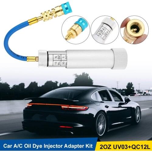 R134a Kit 2oz Uv03+qc12l Hand Turn Filler Injection Tools Car A/c Oil Dye Injector Adapter For Home, Office Auto Ac Systems