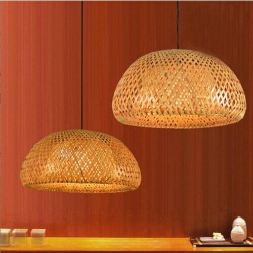 Indoor Lighting Rattan Lamp Handmade Bamboo Chandelier Retro Cafe Bar Lounge For Garden Restaurant Bedroom Lights