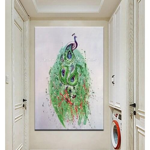 Mintura Art Large Size Hand Painted Peacock Animal Oil Painting on Canvas Modern Abstract Wall Art Picture For Living Wall Decor