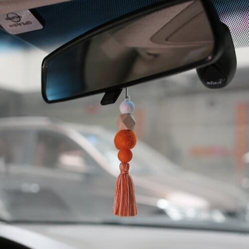 Fashion Tassel Natural Wood Beads Hanging Ornaments Car Hanging Drop Closet Pendant Door Handle Home Wall Decorations